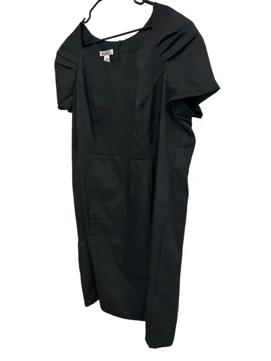 Roamans Womens Black Formal Dress Pleated Short Sleeve Detail Sz 24 W - Picture 3 of 10